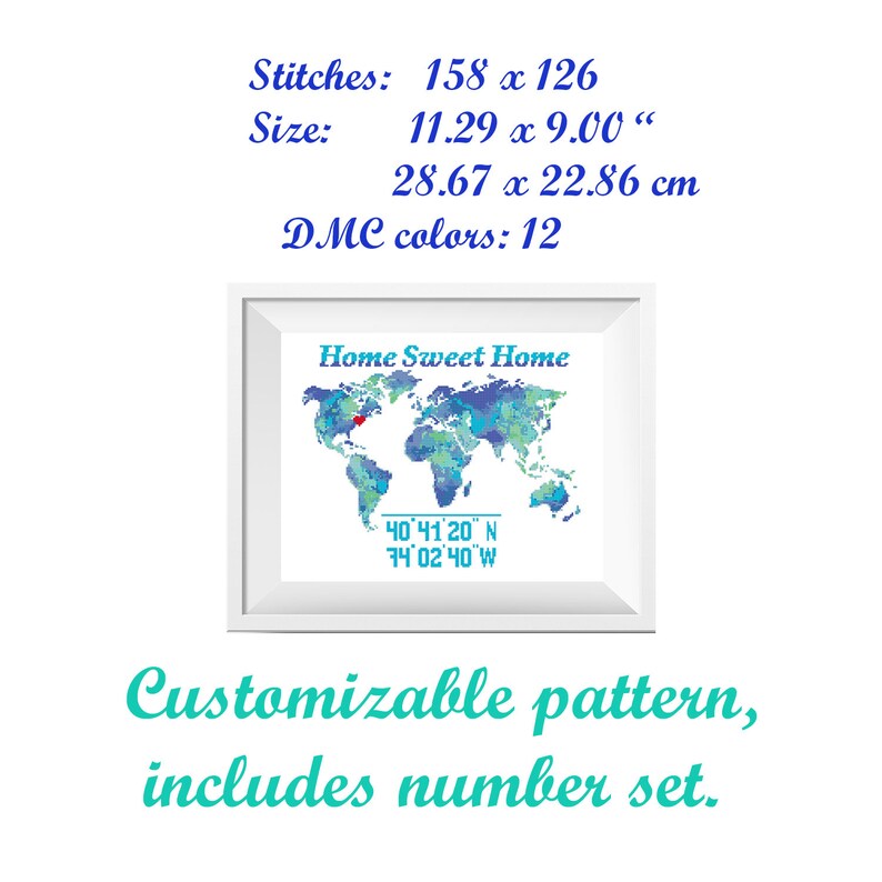 Home sweet home cross stitch pattern, Modern counted cross stitch, PDF pattern, embroidery design, instant download PDF chart image 7