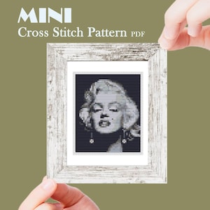 Marilyn Monroe mini cross stitch pattern, Modern tiny art portrait, Famous actress, Tiny miniature picture painting, Easy cross stitch PDF