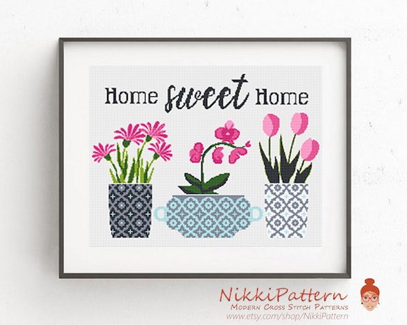 nature hoop embroidery Instant download PDF Maine state Home sweet home Modern Cross Stitch Pattern quote counted cross stitch chart