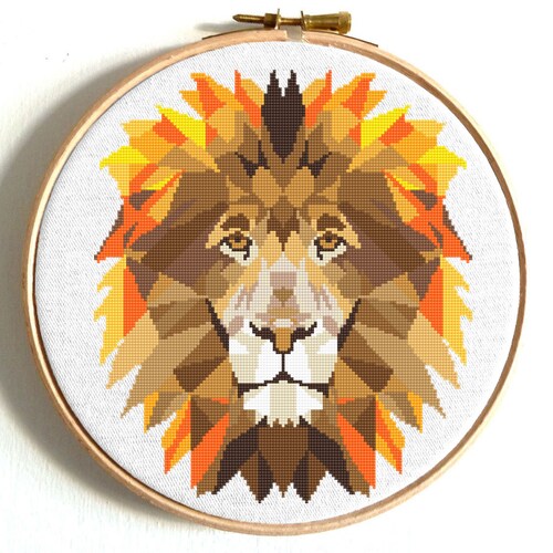 Lion Cross Stitch Pattern PDF Modern Embroidery Colorful Etsy Australia
