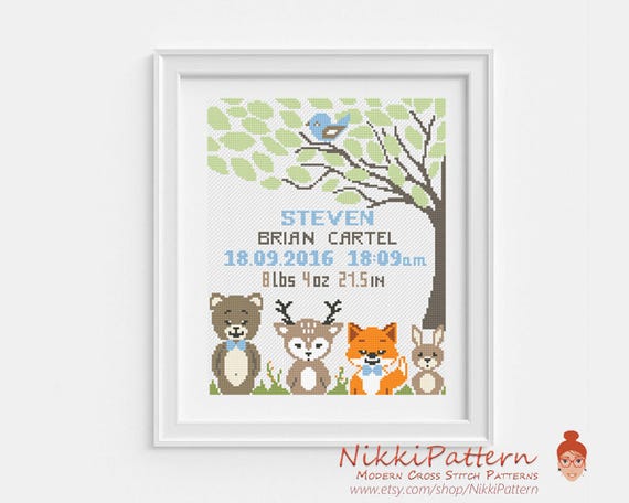 Birth Announcement Baby Cross Stitch Pattern Fox Cross Stitch - Etsy Birth Announcement Baby Cross Stitch Pattern Fox Cross Stitch - Etsy