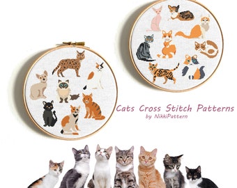 Cats Cross stitch Pattern Funny Kitten pattern Cat lovers Modern cross stitch Miniature cats Animals Cross stitch Love Easy cross stitch