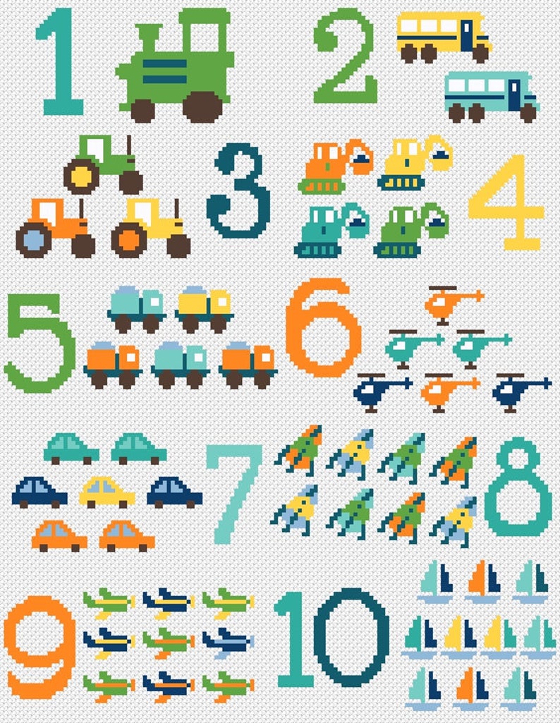 Baby Cross Stitch Pattern Numbers Chart Counted Cross Stitch | Etsy