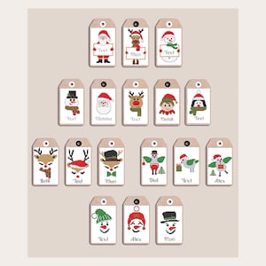 Cadeaukaartjes kerstkruissteek – grappige mini-kerstversieringen, gepersonaliseerde kerstkaartjes, etiketten kerstman, rendier, sneeuwpop, elf en pinguïn