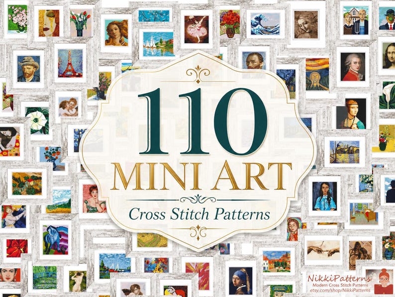 110 mini art cross stitch patterns.