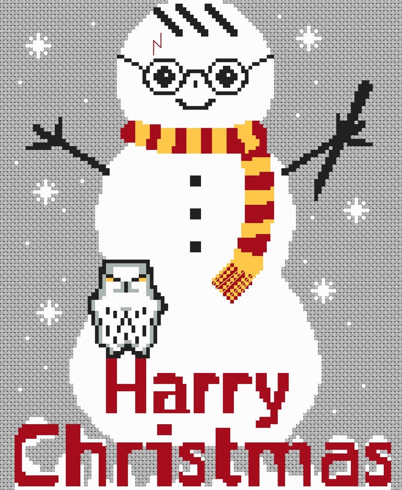 Christmas cross stitch pattern Harry Potter cross stitch Merry Etsy