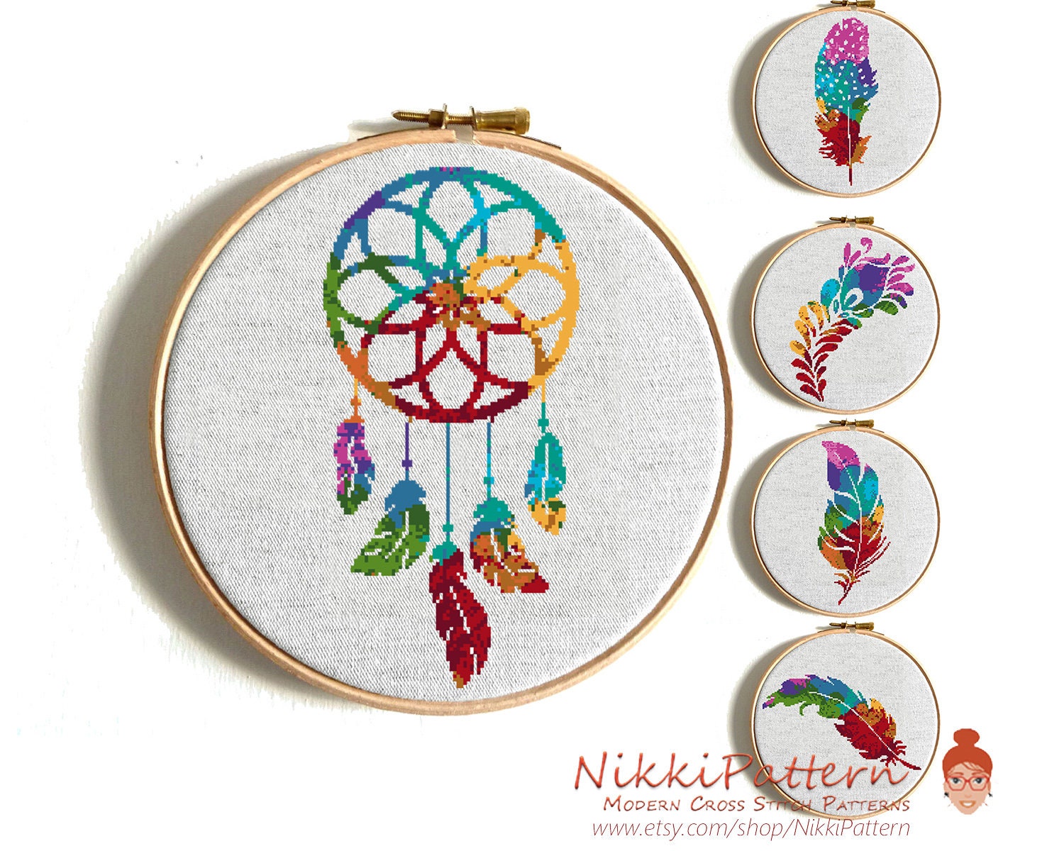 GIFTS FEATHERS HAND MADE IN MEXICO WHOLESALE SET OF 12 DREAMCATCHERS 6" 
