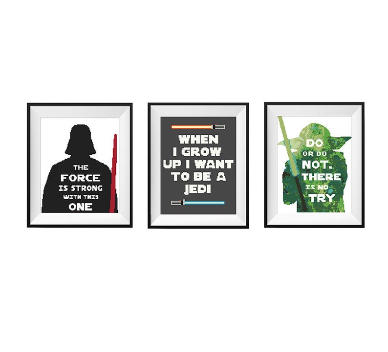 Star Wars Cross Stitch Pattern Yoda Counted Cross Stitch Modern Embroidery Chart Boy Room Decor Birthday DIY Gift PDF Instant Download