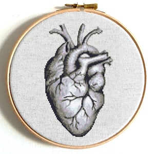 Heart cross stitch pattern Brain cross stitch Funny counted cross stitch Modern cross stitch Colorful cross stitch Easy cross stitch PDF