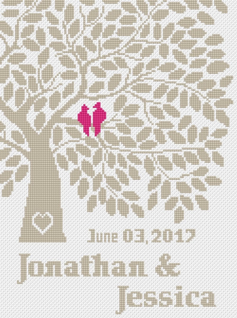 Wedding modern cross stitch pattern, personalized counted cross stitch chart, love, anniversary, wedding gift, Customizable DIY, digital PDF image 3