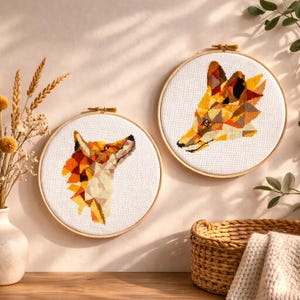 Fox Cross Stitch Pattern, Geometric Fox, Cute woodland animal, Modern Embroidery PDF modern, Digital Instant download