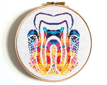 Anatomisch kruissteekpatroon, borduurwerk menselijke tanden, anatomische tand, grappige kruissteek, borduurwerk menselijk lichaam, enge kruissteek pdf