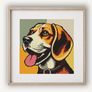 Dog cross stitch pattern, Beagle, Abstract animal, Pop art dog portrait, Cute animal cross stitch PDF, Easy small pattern Instant Download