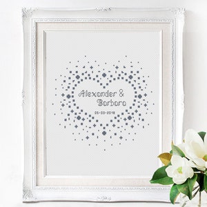 Wedding modern cross stitch pattern Personalized counted cross stitch chart Love anniversary wedding gift Customizable DIY digital PDF