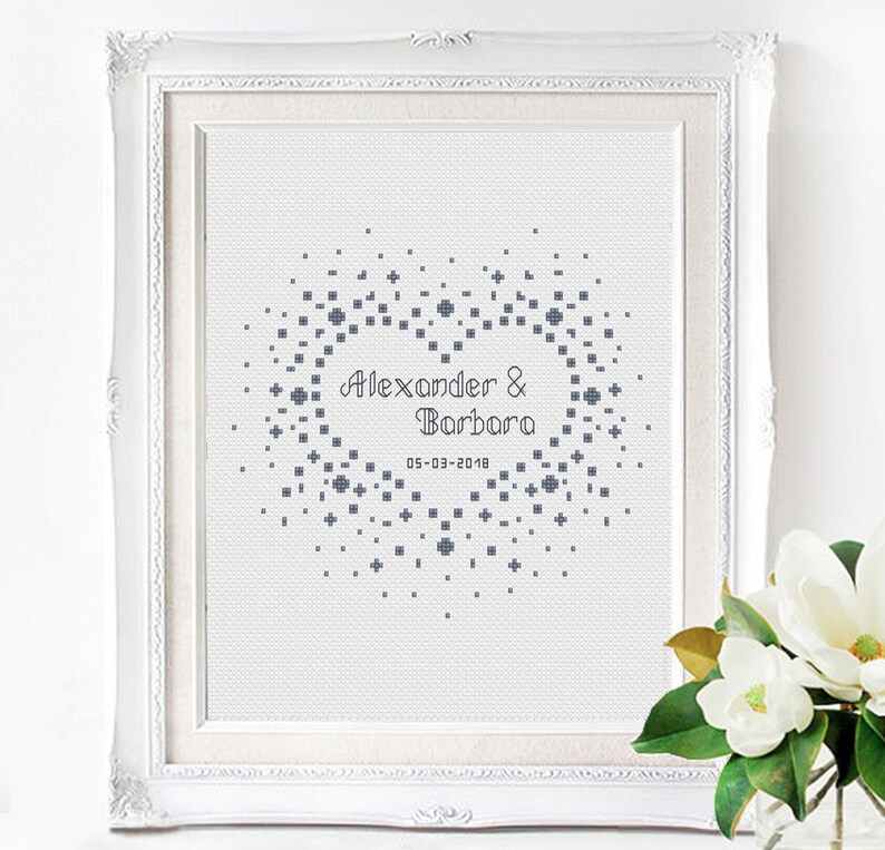 Wedding Modern Cross Stitch Pattern Personalized Counted Cross Etsy UK