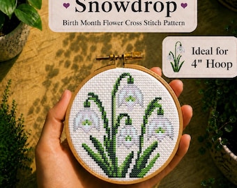 Schneeglöckchen Kreuzstichmuster, Geburtsmonat Jananuary, Die Geburtsblume von Jan, Mini and easy designs, Instant Download PDF
