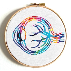 Eye cross stitch pattern, Human anatomy cross stitch, Funny counted cross stitch, Modern cross stitch, Colorful easy cross stitch PDF