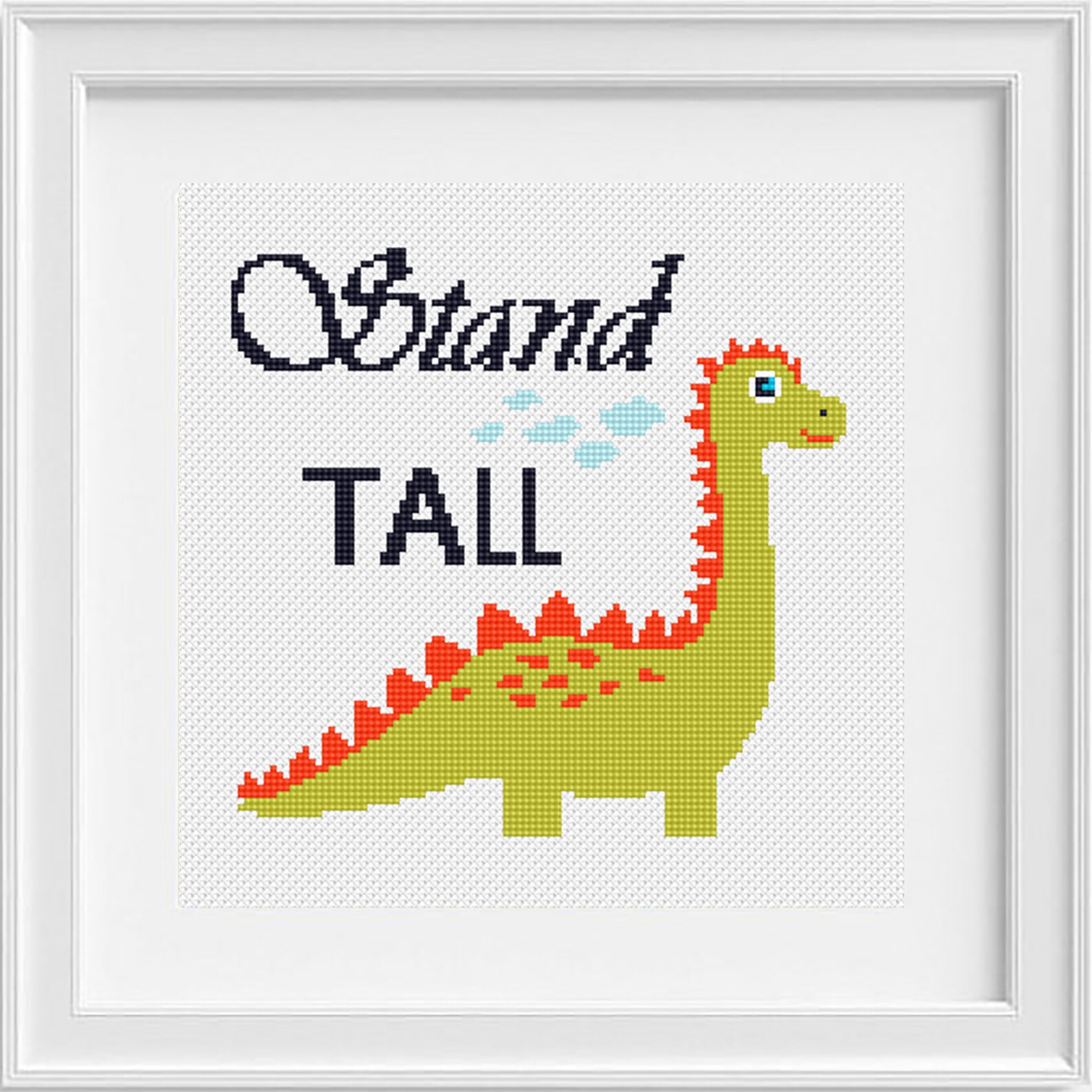 Birth announcement cross stitch pattern Dinosaur counted cross Etsy