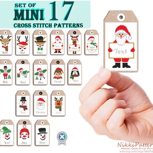 Patrones de punto de cruz navideños Mini adornos Tarjetas navideñas divertidas Adornos DIY Navidad para niños Mini punto de cruz Pequeños regalos navideños