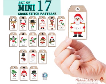 Christmas cross stitch patterns Mini ornaments Funny Christmas cards DIY ornaments Kids Christmas Mini cross stitch Tiny Christmas gifts