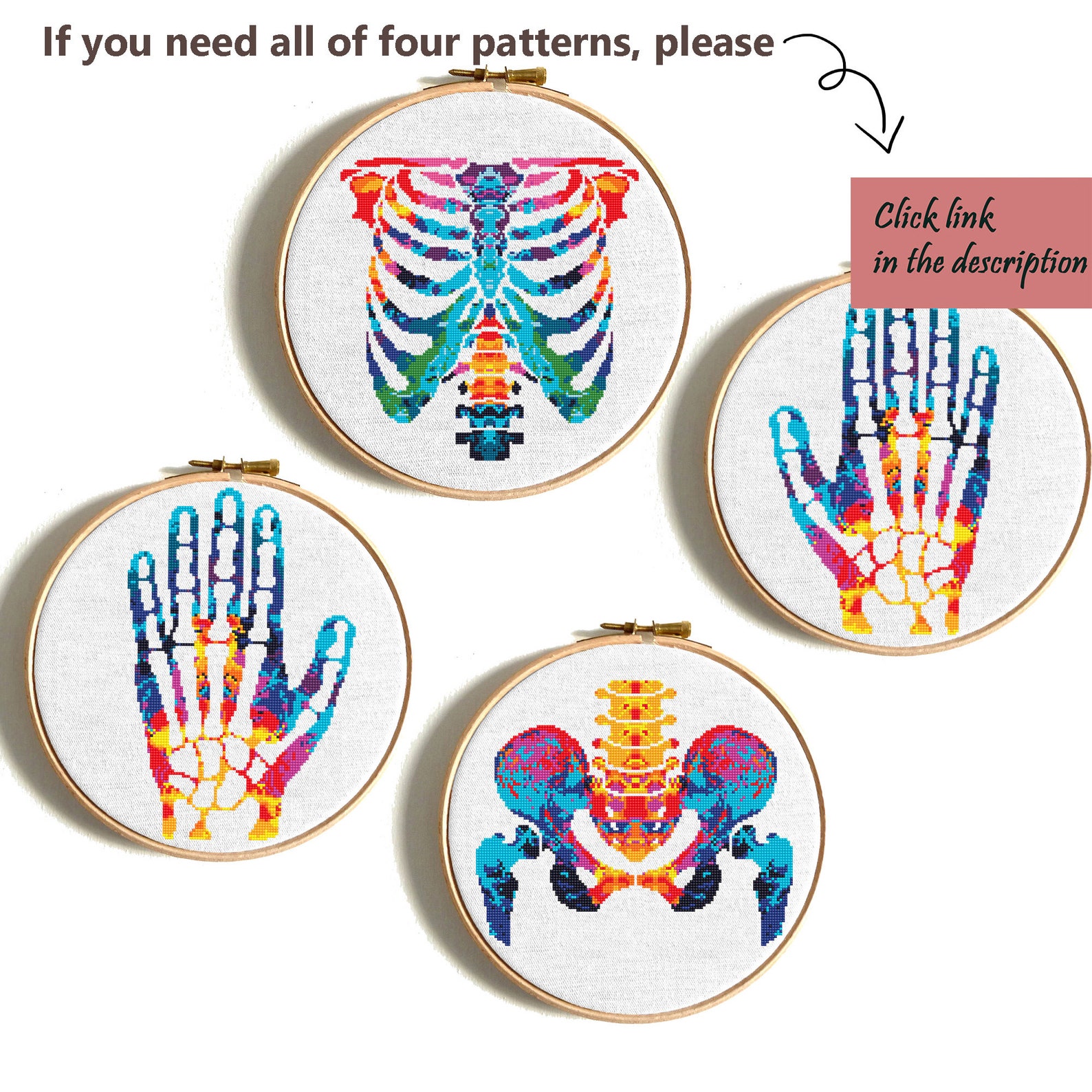 Anatomy Cross Stitch Pattern Right and Left Hand Cross Stitch Etsy