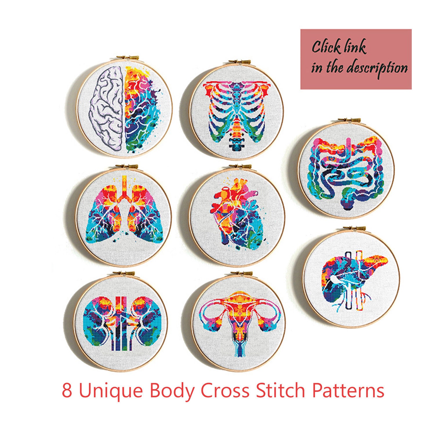 Anatomy cross stitch pattern Right and Left Hand cross stitch Etsy