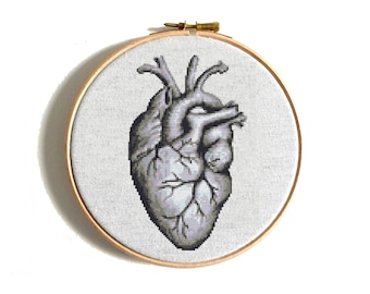 Anatomical Heart Cross Stitch Pattern: Human Anatomy Embroidery (PDF)