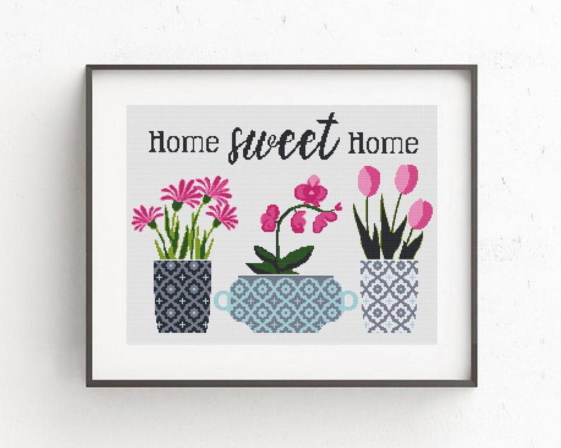 Home sweet home cross stitch pattern.