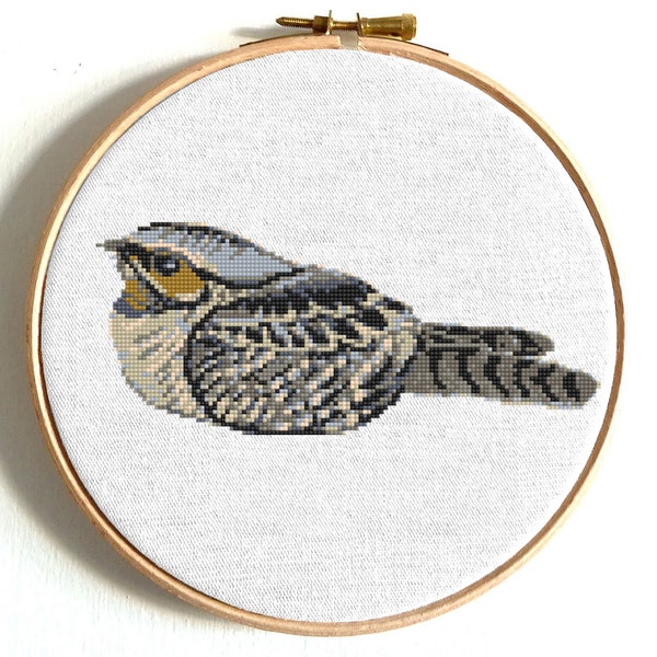 Bird cross stitch pattern Whippoorwill bird Cute singing bird counted cross stitch Easy cross stitch printable PDF pattern