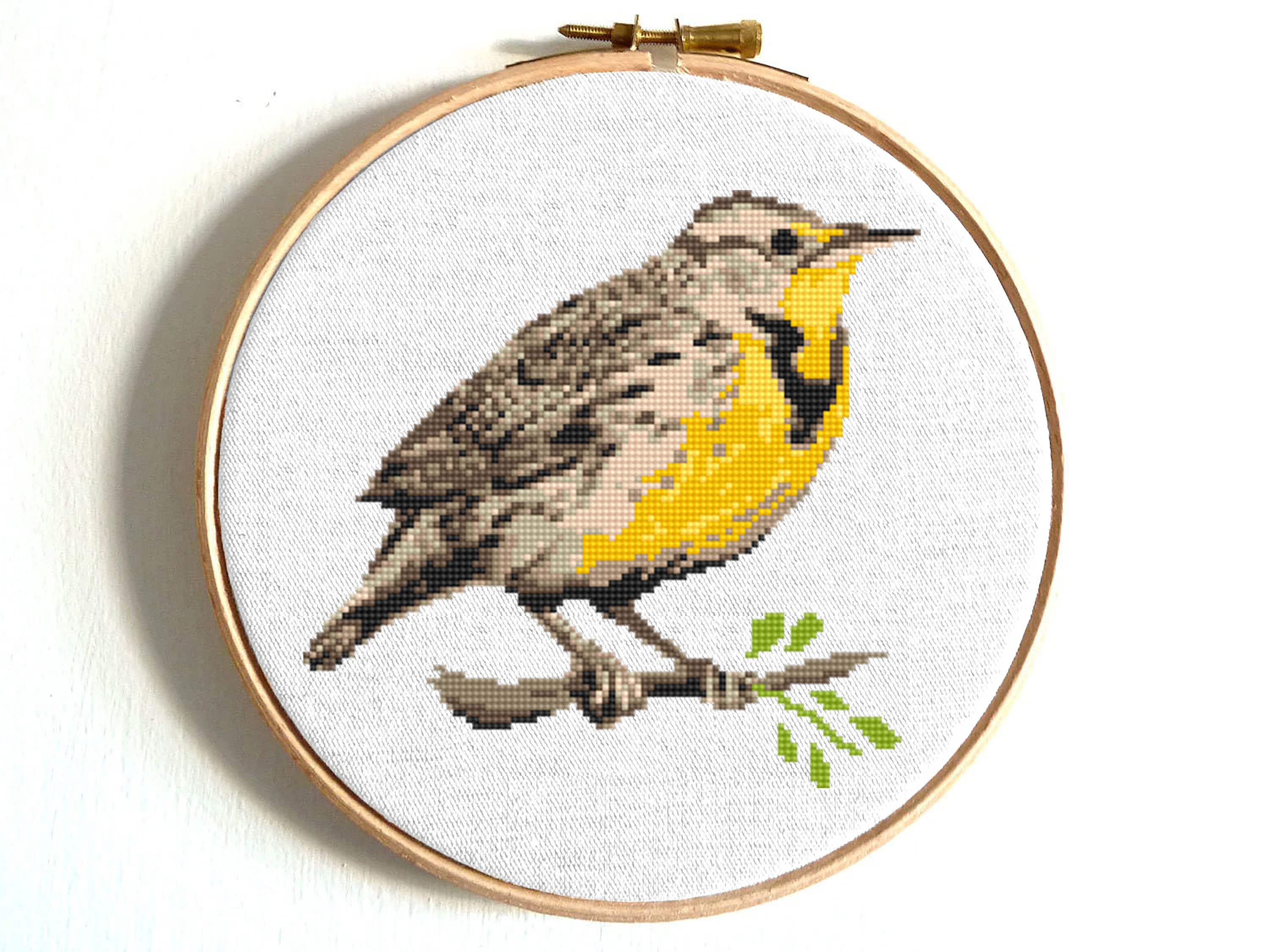 Western Meadowlark Cross Stitch Pattern, Songbird, Harbinger of