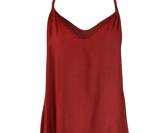 Vestido de camisole de algodón V cuello una línea