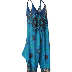 Rayon Bedruckt Jumpsuit Playsuit Verstellbarer Träger Schulter V Hals