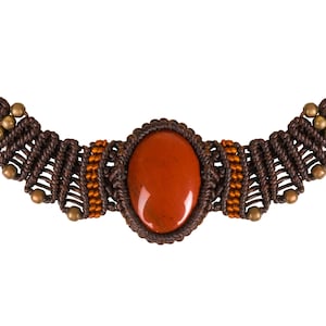 CCcollections Handmade Macrame Necklace Wax-cord with Brass Beaded and Stone