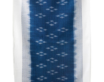 Bufanda de algodón tejida a mano con índigo teñido natural