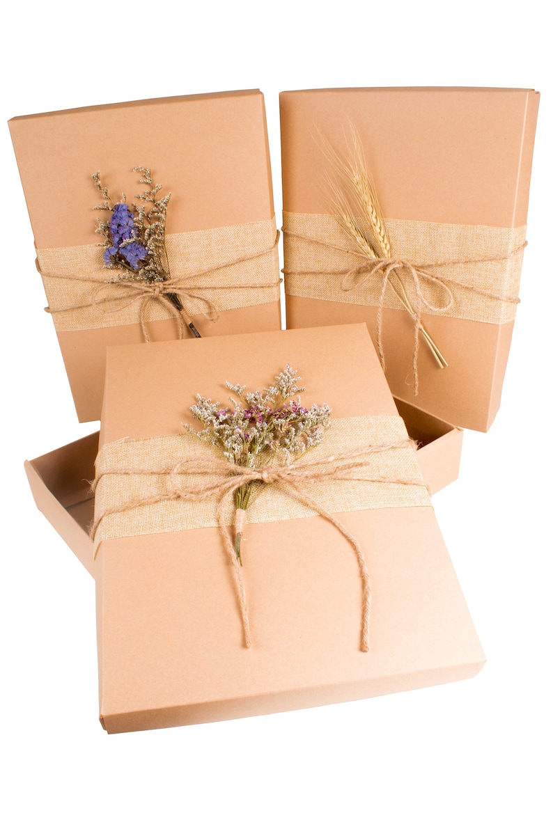 Handmade Craft Gift Wrap Boxes Hemp Rope With Dry Flowers Etsy