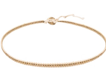 Gargantilla o pulsera de cristal con cordón encerado bohemio ajustable con piedras naturales