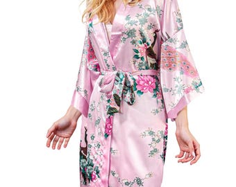 Bata kimono larga de 16 colores, pavo real premium, para dama de honor, despedida de soltera, regalo para mujer