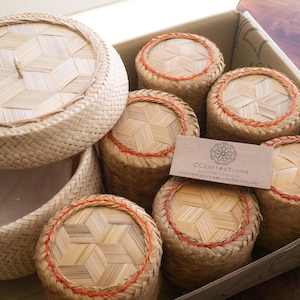 Cesta de arroz glutinoso de bambú tradicional hecha a mano de CCcollections: cesta ecológica para servir arroz