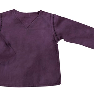 Kids Boy Girl Unisex Cotton Shirt Top V Neck 3/4 sleeve M Plain