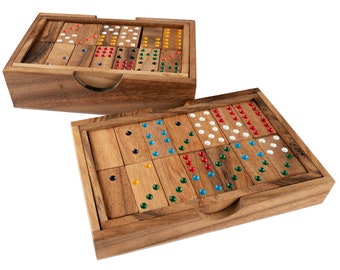 Juego de dominó de madera, 2 piezas, grande y pequeña