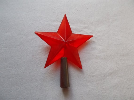 Small Soviet Christmas Tree Topper Star Xmas Plastic Tree Top Tiny Red Star Soviet Military Red Army Symbol Christmas Star Ornament