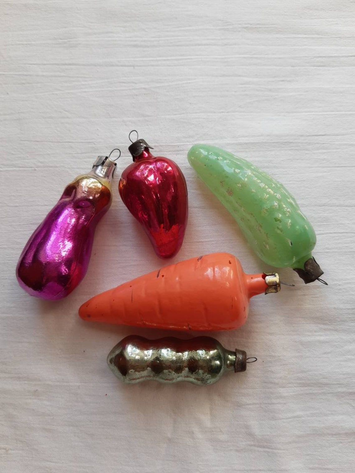 Set of 5 Christmas tree decorations Glass vegetable ornaments Etsy