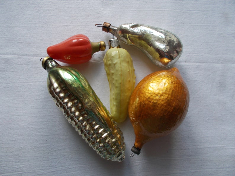 Set of 5 Christmas tree decorations Glass vegetable ornaments Etsy