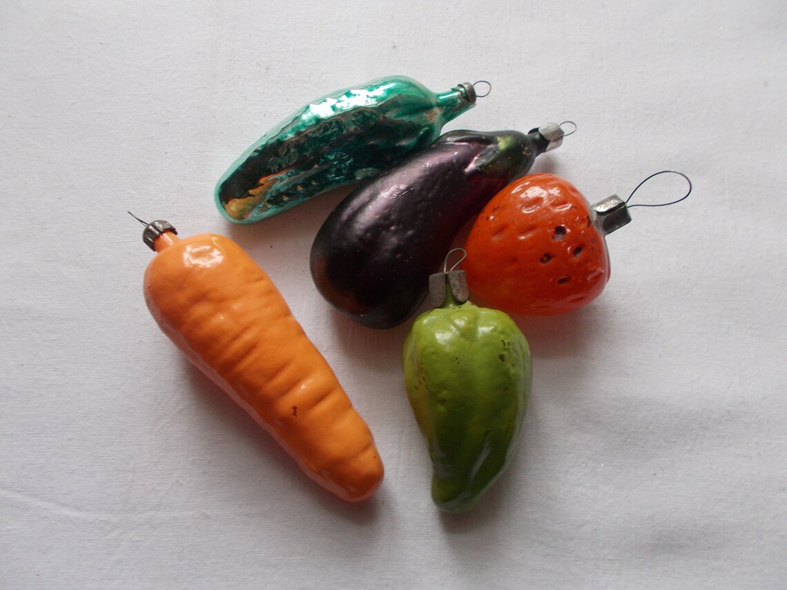 Set of 5 Christmas tree decorations Glass vegetable ornaments Etsy