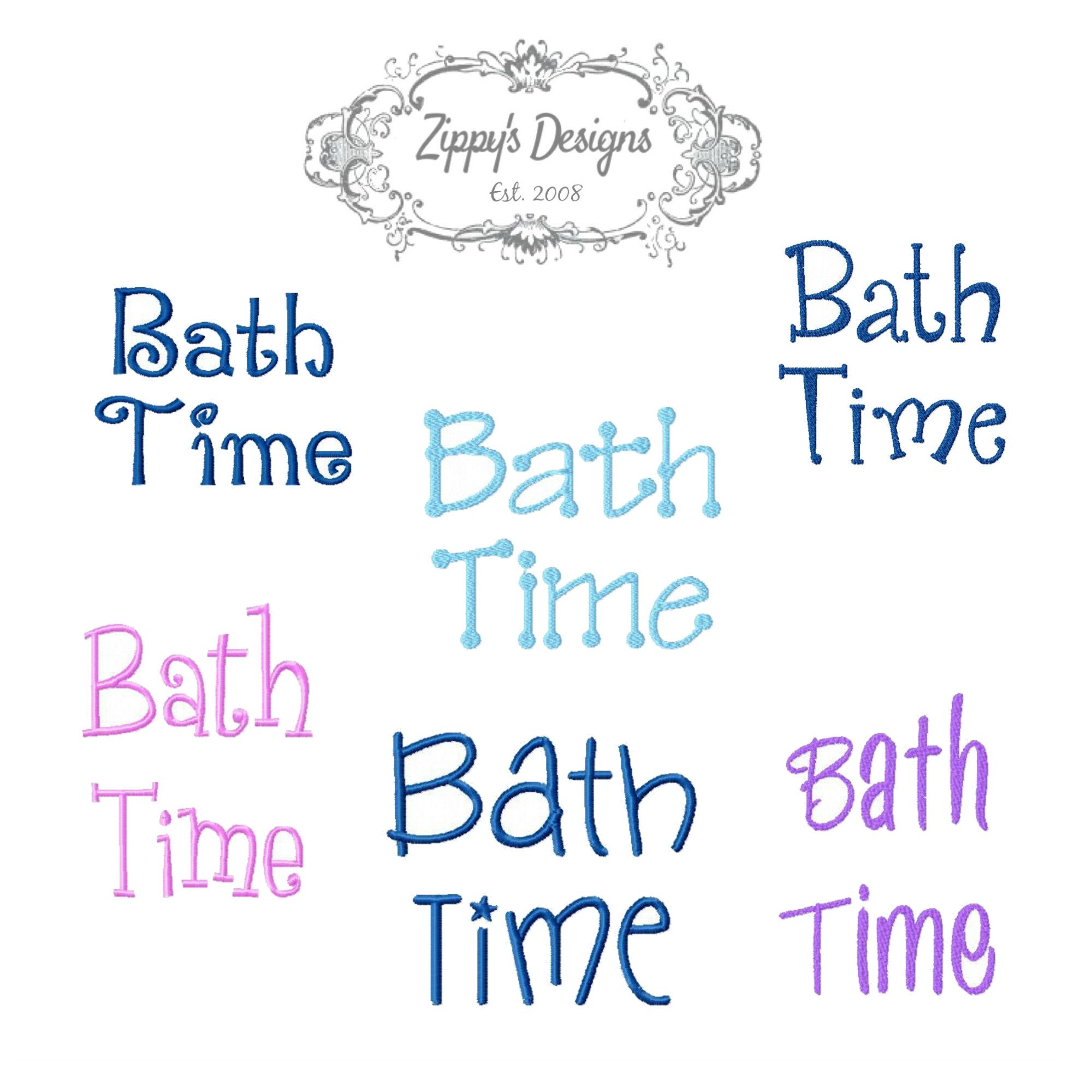 Bath Time Collection. 6 Different Fonts. Machine Embroidery Etsy