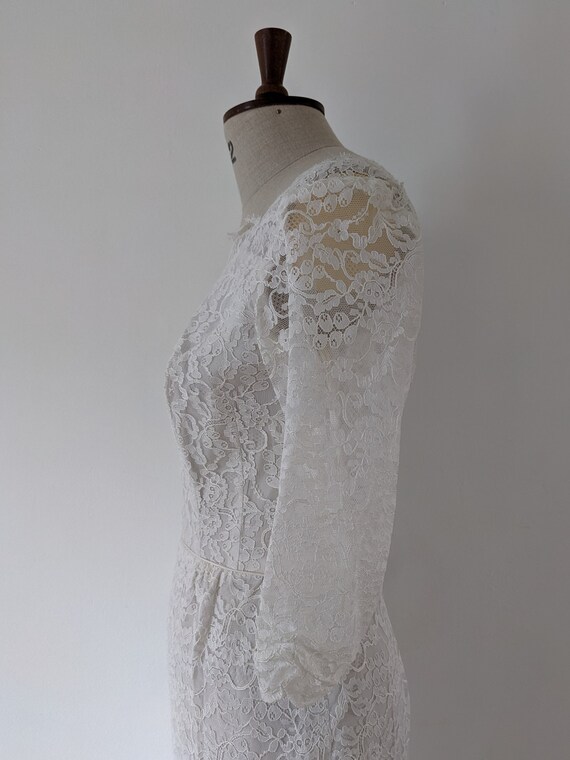 60's White Dress with Lace and Light Blue Detailing