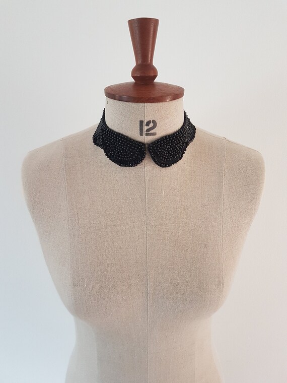 1950's-70's black beaded collar