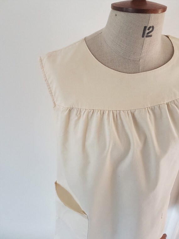 1960's cream cotton tabard/smock style blouse - image 4