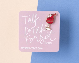 Therapy  |  Wineglass pin  |  Red Wine Enamel brooch