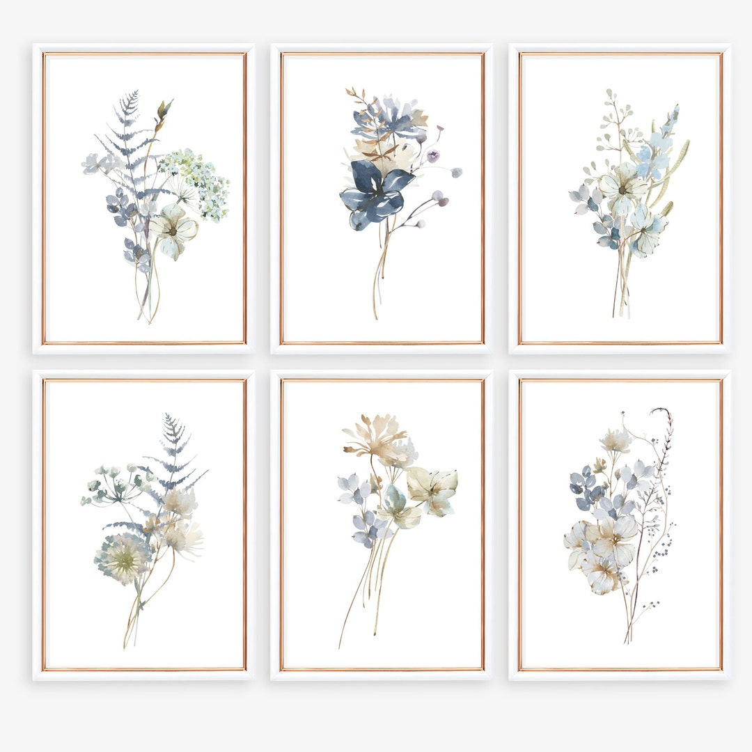 Blue Wall Art for Living Room Blue Wall Decor Set of 6 Etsy